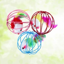 3 Pcs Cat Toys Cage with Toy Mouse for Cats Playing and Exercise