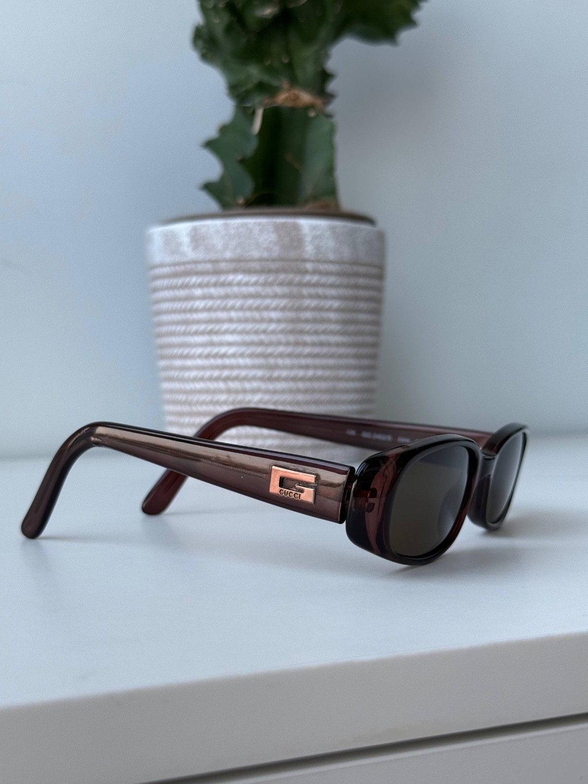 Gucci Sunglasses Brown Acetate Rectangular 51-18 … - image 4