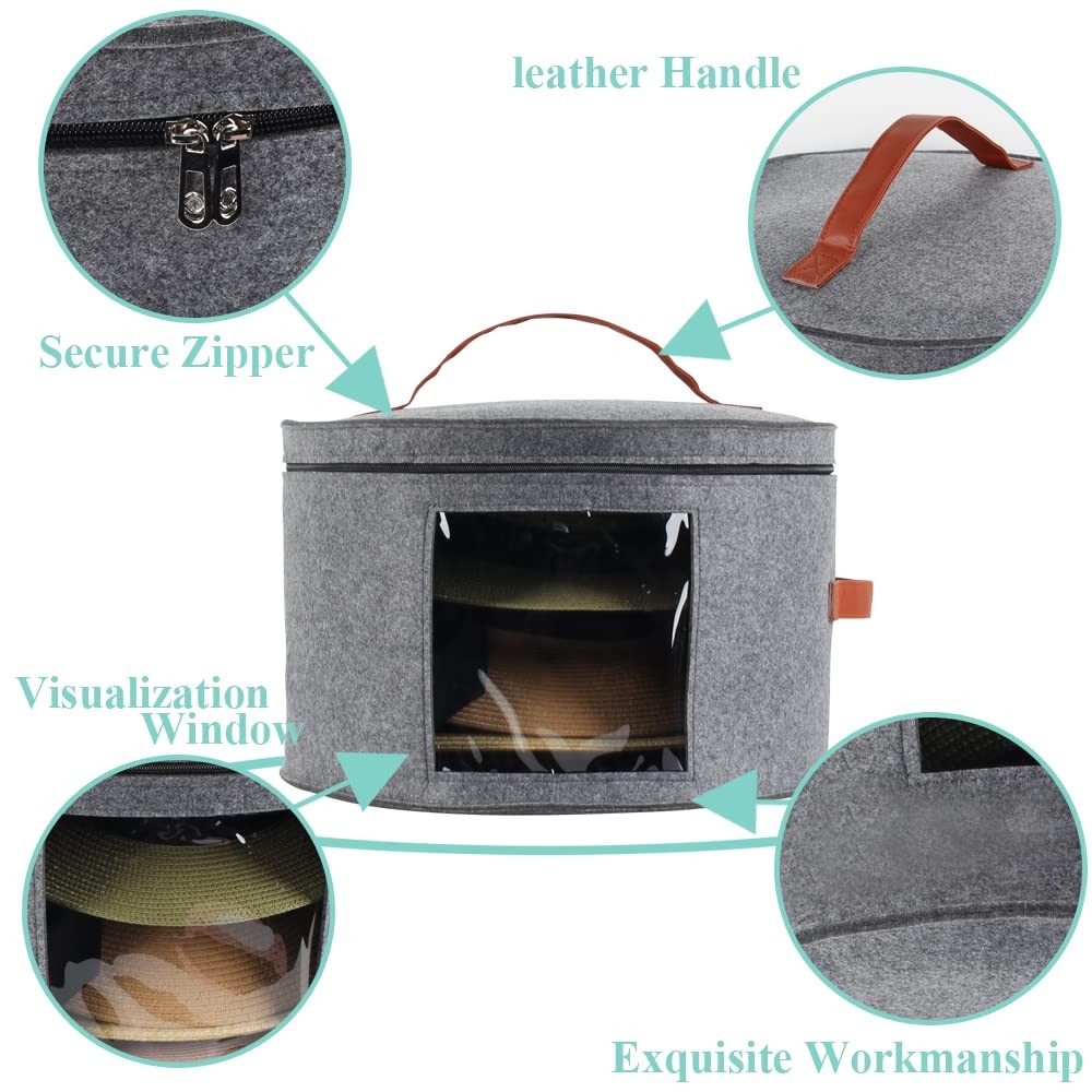 Hat Box,Hat Storage Box,Stackable Round Brim Hats… - image 4