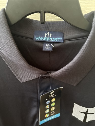 VanSport V-Tech Performance Polo Wick 3XL Moisture UV Protection Black - Picture 2 of 7