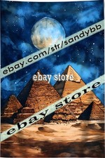 Night Desert Pyramids Tapestry Egyptian Moon pyramid silhouettes 59X82 in
