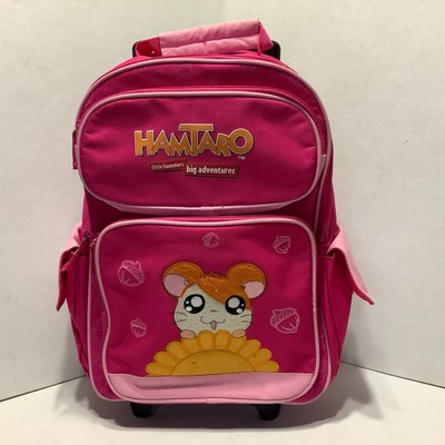 2003 Hamtaro Roller Bag Backpack Pink 16'' x 11''