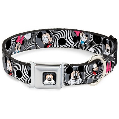 Dog Collar DYCU-Mickey Mouse Expression3 Full Color Black Mickey & Minnie Peek-a