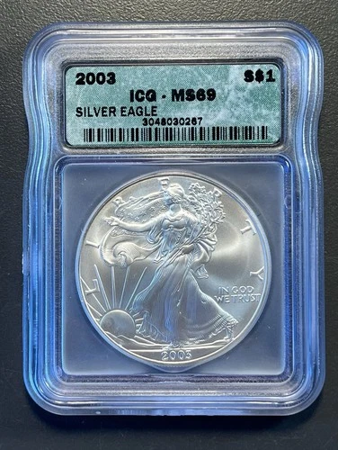 2003 Silver Eagle Dollar ICG MS 69 1 oz .999 Fine Silver