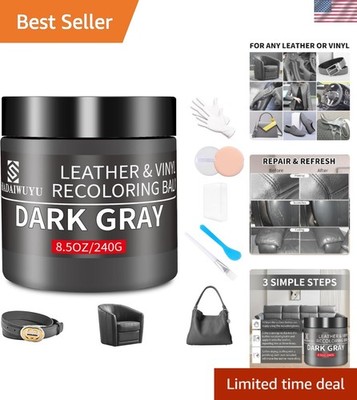 Leather Recoloring Balm,8.5oz Leather Color Restorer,Dark Gray Leather Repair...