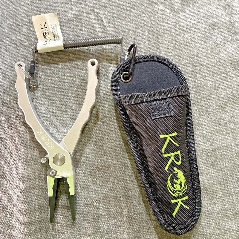 KROK Fishing Pliers With Lanyard & Sheath 💥 7 1/2” 💥 Gray - Silver  NEW (O-3)
