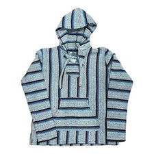 Senor Lopez Pullover Hoodie Mens Small Baja Striped Poncho Southwestern Mexican