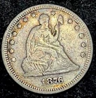 1876 Seated Liberty Silver Quarter 25c Obsolete Type Coin Toned