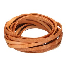 3.3 Yards 5mm Flat Leather Cord, Leather Lacing Strips for DIY Crafts Pure Brown