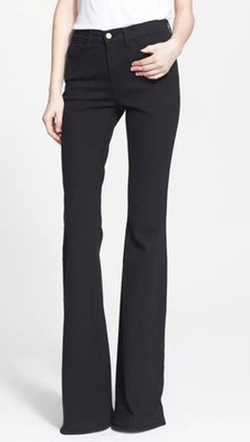 Frame Denim Forever Karlie High Waisted Flare Leg Jeans Black Dark SZ 25