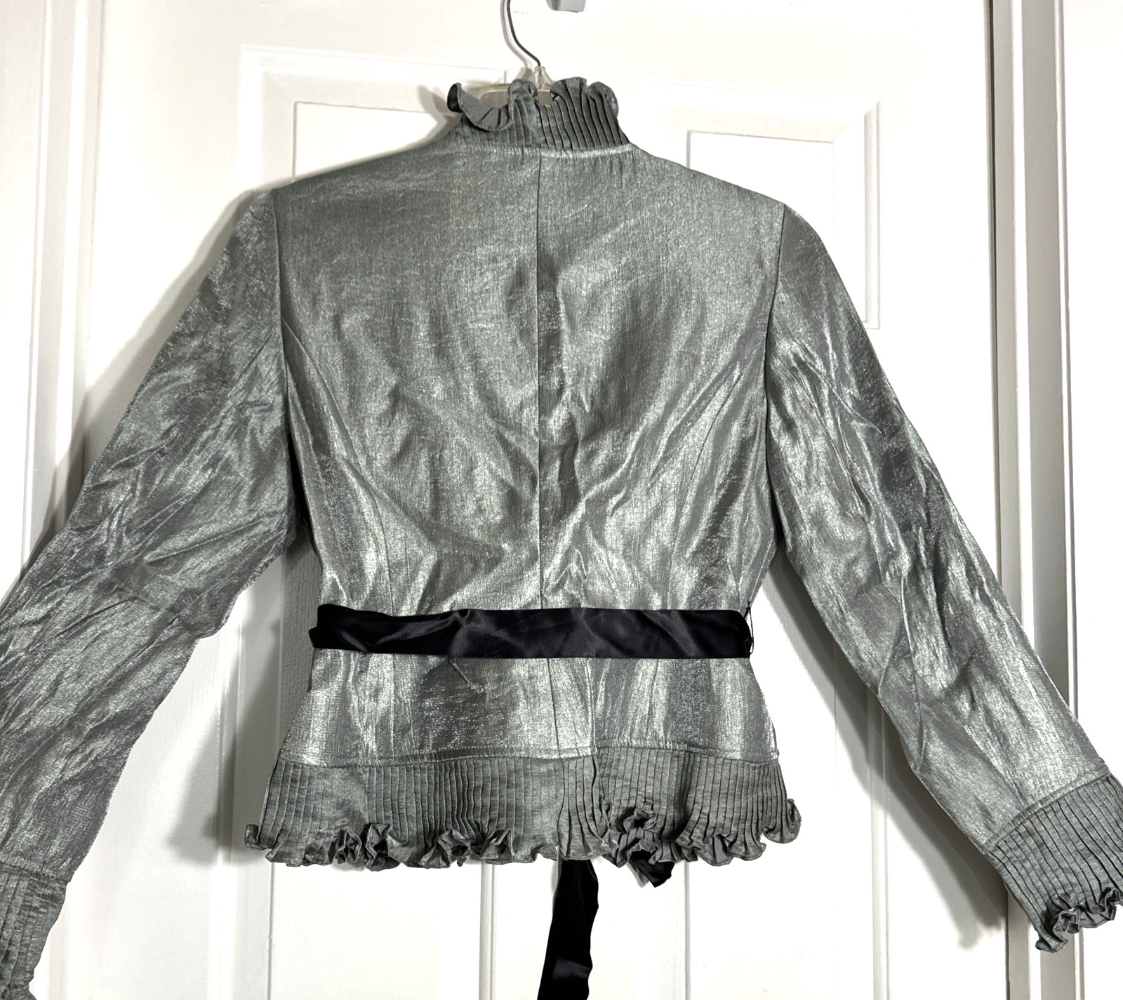 Niteline Belted Silver Shimmer Jacket Rhinestone … - image 7
