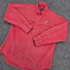 Woolrich Mens Large Red Cotton Canvas Mallard Duck Shirt Made in USA Long Sleeve