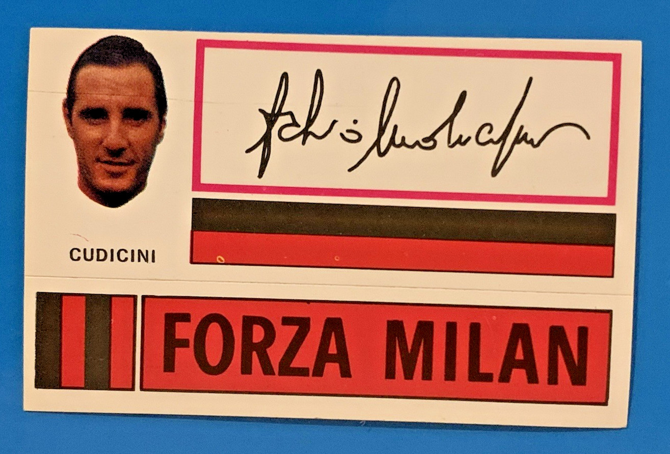 Calciatori 1971 1972 CUDICINI FORZA MILAN adesivo FUORI RACCOLTA PANINI Velina