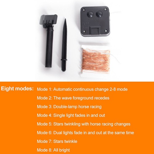 Solar String Light with 8 Lighting Modes IP44 Copper Wire Lights US Stock - Picture 6 of 15