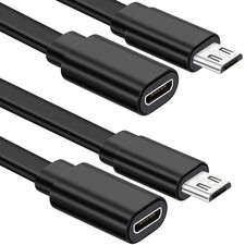 2 Pack 10Ft Micro USB Extension Cable Male to Female Flat Extender Cord