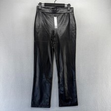 Sanctuary Leather Pants Women's XS Black Faux Straight Leg Elastic Waist NEW