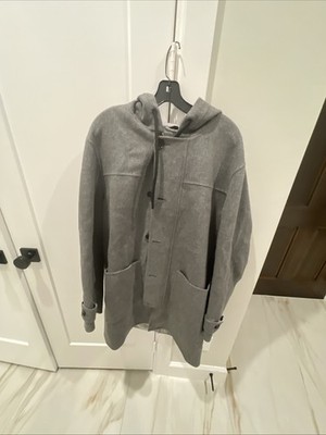 $1050 Mackage Joshua Hooded Double-Face Carbon Gray Wool Long Coat Mens Size 42
