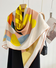 100 Mulberry Silk 135X135cm Square Scarf Women Neckerchief Wrap pony Print new