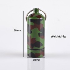 Camo Metal Bottom Screw Capsule Bison Micro Geocache with Keyring Geocaching