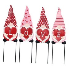Valentines Day Decorations Outdoor, 4 Pcs Metal Gnomes Decorative Garden Red