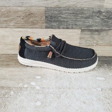 Hey Dude Mens Wally Eco Shoes Sz 9 Sox Charcoal Slip On Round Toe Sneaker