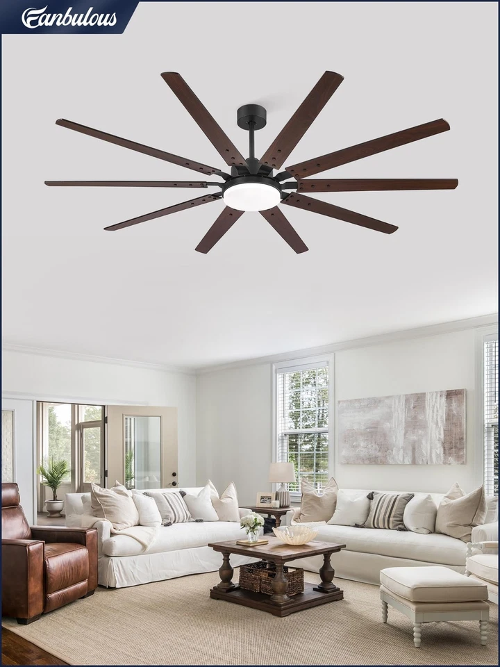 84 Inch Industrial Ceiling Fans with Lights, Large Ceiling Fan with Quiet DC Mot - Image 2 of 4