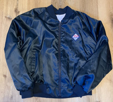 Vintage Satin Poly Midnight Blue Black Zip Up Windbreaker Jacket Fleece Lined XL
