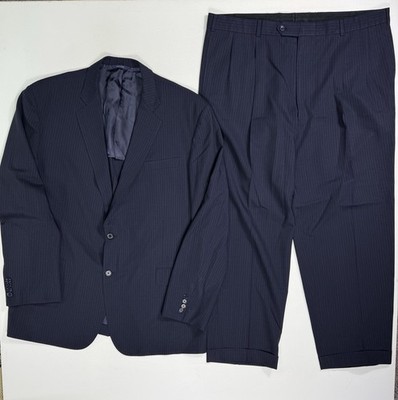 Brooks Brothers Madison BrooksCool Full Canvas Navy Pin Stripe Suit 48L 40x28
