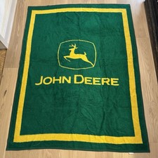 Biederlack John Deere Tractors Blanket 73" x 55" Queen Size Made In USA Vintage