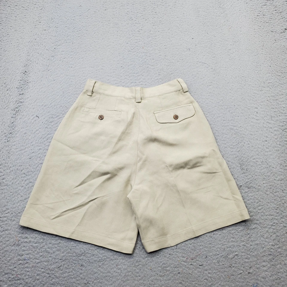 Tommy Bahama Chino Corto Mujer 4 Tostado Seda Plisado Cinturón Lazos Bolsillos Cortados Foto 2 de 4