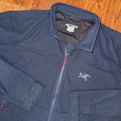 #ad Arcteryx Delta LT Jacket Fleece Full Zip Men’s XL Navy Blue Thermal Waffle Knit $99.99