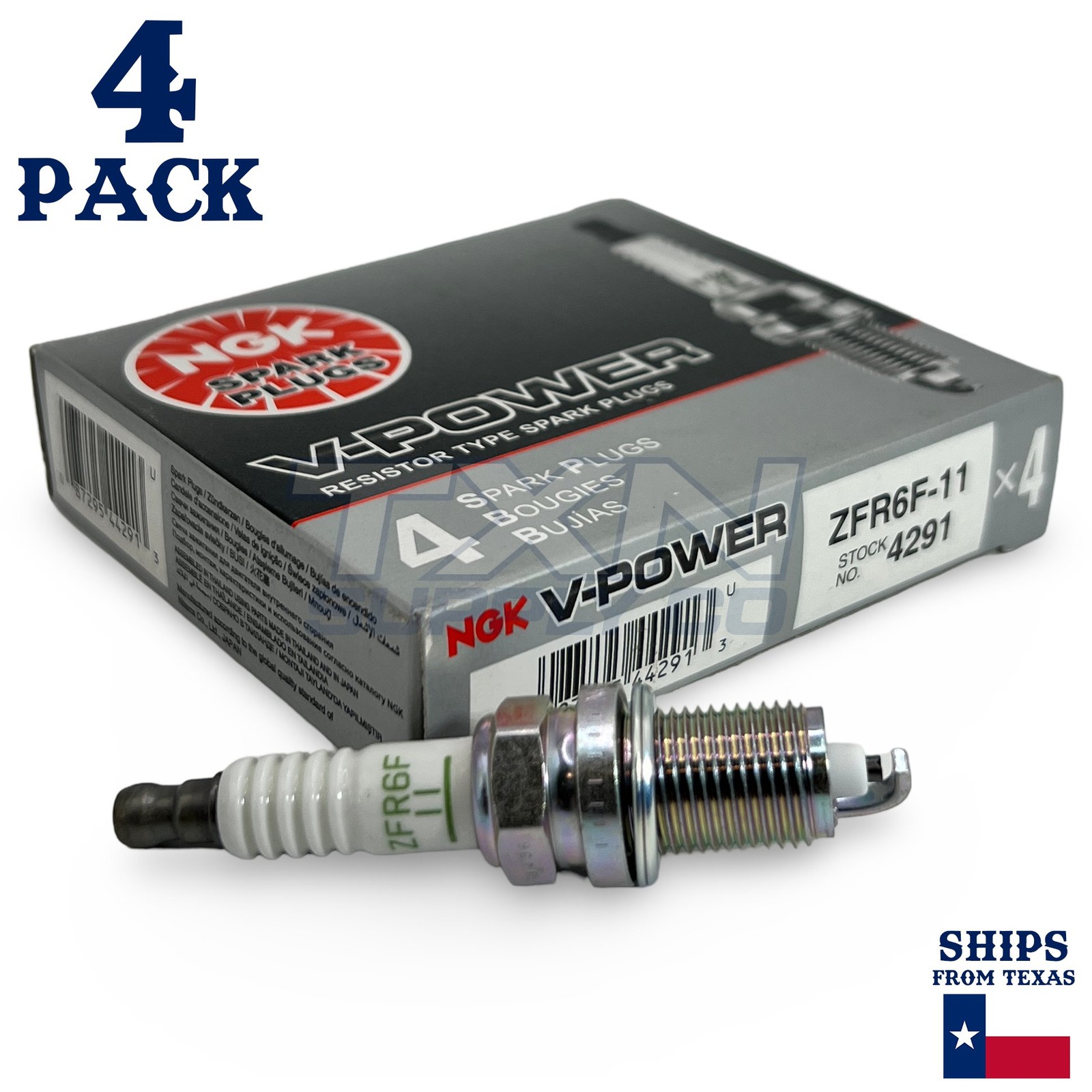 4 Pack NGK V-Power 4291 Spark Plugs ZFR6F-11