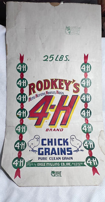 Rodkey's 4-H Chick Grains 25 Lbs Eagle Milling Co Inc Edmond Oklahoma Empty Bag