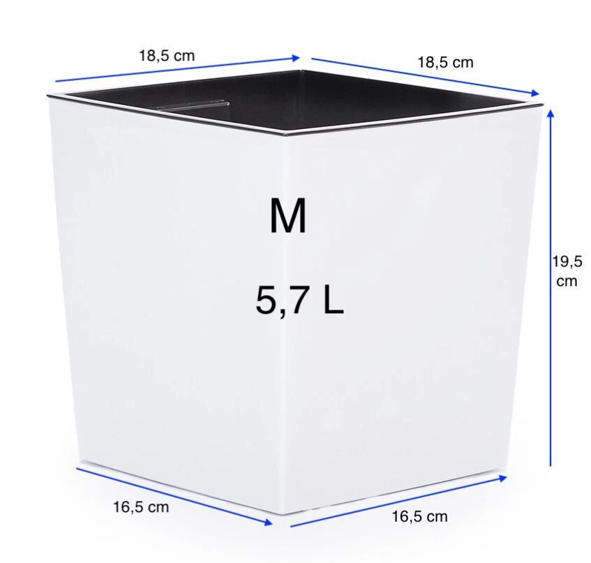 Blumenkübel Hochglanz Übertopf Eckig Blumentopf Einsatz Weiß  Set 4 M+L+XL+XXL - Bild 4 von 4