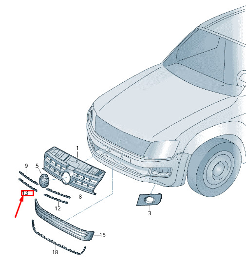 Moulure de calandre inférieure droite pour VW Amarok 2H 2Hh853766A9B9