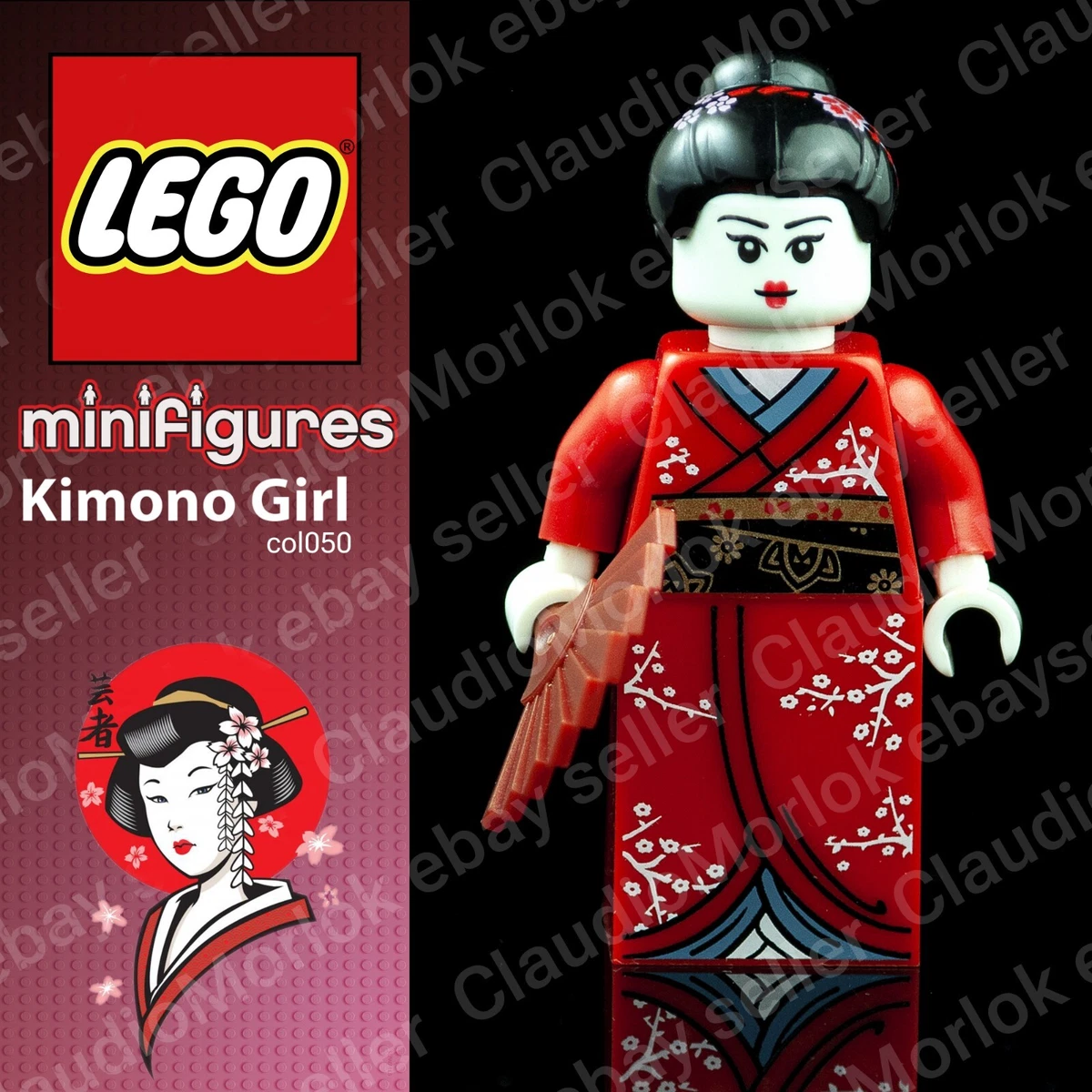 ⭐ LEGO Kimono Girl Minifigure col050 originale serie4 8804 Geisha Japan