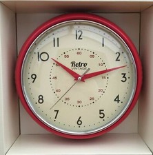 Retro Clock Wall Diner Vintage Home Office Analogue Dining Room Metal Battery 12