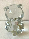 Vintage Fenton Clear Glass Bear Figurine Light Purple June Birthstone Heart 3.5"