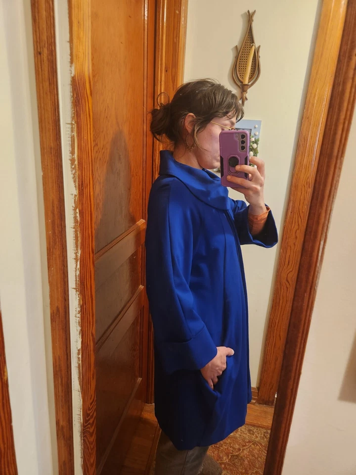 Abrigo Joseph Ribkoff Clásico Cocoon Estilo 153302TT Talla 10/L Azul Medianoche Foto 4 de 4