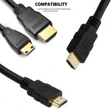 Mini HDMI to HDMI Cable Male to Male Type A to Type C & HDMI v1.4 Lead 1m - 10m