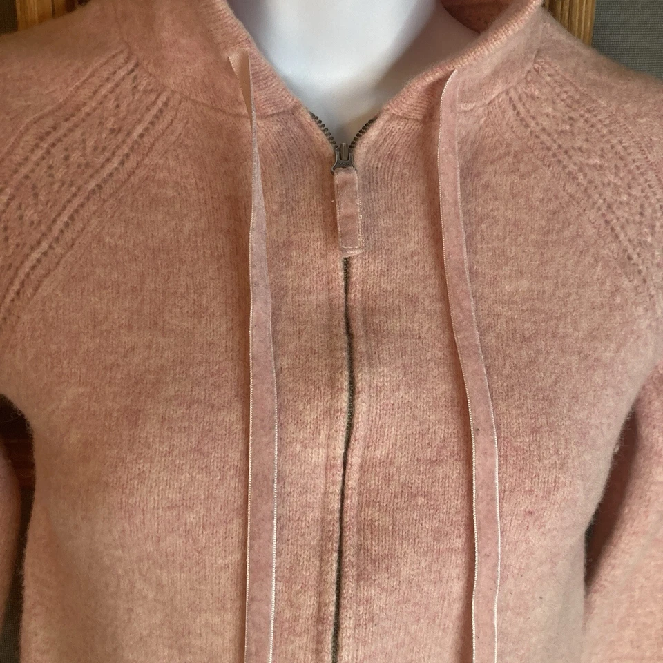 Suéter con Capucha Tejido 100% Lana Cordero Rosa Azul Marino Niñas Talla M 14x18 Cremallera Completa Foto 4 de 4