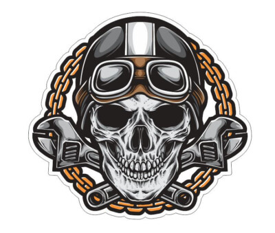 Akachafactory Totenkopf-Aufkleber – 100x100 Mm, Selbstklebend, Wetterfest | Für Motorrad, Auto, Helm
