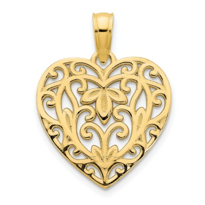 14k Gelbgold ausgefallener Herz Anhänger D5009