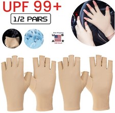 2  Cooling Ice Silk Gloves Anti-UV Sun Protection Half Finger Driving Gloves USA