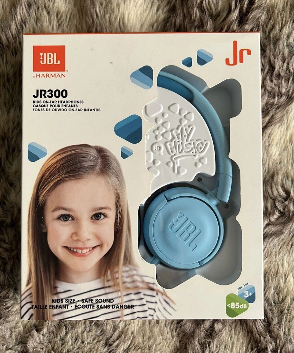 New JBL JR300 Kids On Ear Headphones Safe Sound Sky Blue Free Shipping