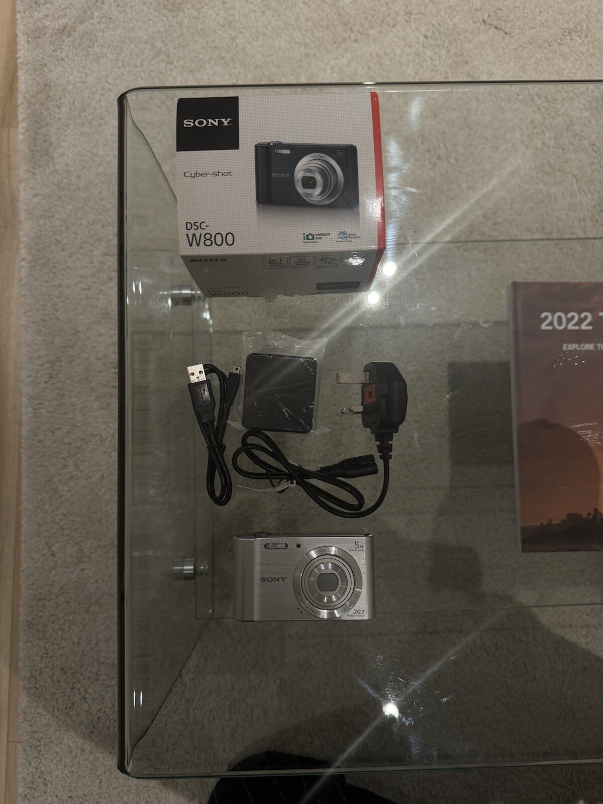 Sony Cybershot DSCW800 20.1MP Digital Camera Silver with Charger