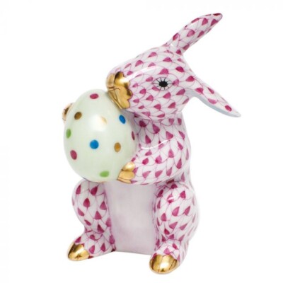 HEREND,  EASTER BUNNY,  PINK FISHNET #VHP-05436, BRAND NEW,  MINT & BOX!
