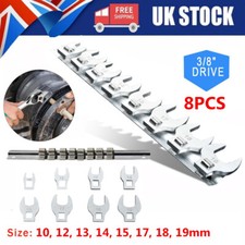 8pc 3/8" Drive Crow Foot Ratchet Spanner Set 10-19mm Open End Spanner Wrench Set