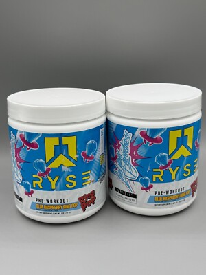 2 PACK ! RYSE Pre-Workout Powder Blue Raspberry Ring Pop. 11 Oz Each.