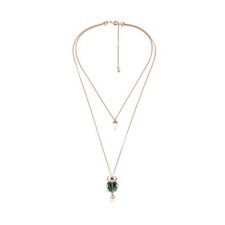 Collier Vintage Perles En Pierre De Savon Blanche, Scarabées égyptiens - Stéatite, Occasion Bon état